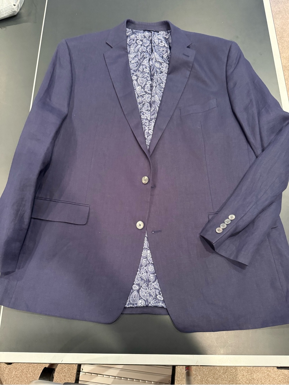 Ralph Lauren Navy Sport Coat with Paisley Lining 48L